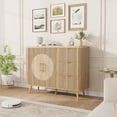 thumbnail image 3 of Vecenuy 47.3" Modern Buffet Cabinet with Storage, Kitchen Sideboard with 2 Doors & 3 Drawers, Fluted Coffee Bar for Dining Room, Living Room, Entryway, Natural Oak, 3 of 9