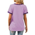 thumbnail image 6 of MOSHU V-Neck Women T Shirts Short Sleeve Loose Summer Tops for Women with Pocket, 6 of 10