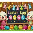 thumbnail image 4 of Colorful Easter Themed Bunny and Egg Decorated Backdrop Banner for Easter Egg Hunt Party Decorations Easter Celebrations Photography Props Spring Events, 4 of 8