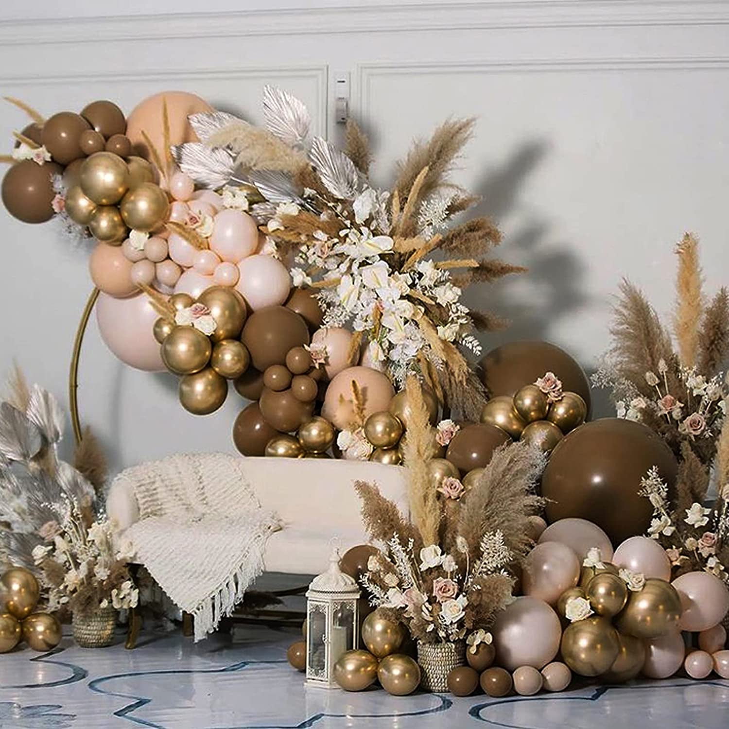Party Balloons, Garland Arch Kit 16Ft, Macaron Latex Balloons Leaves for Baby Shower, Wedding, Birthday or Any Party Decorations (114pcs Coffee Brown Set)
