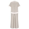 thumbnail image 5 of Summer 2 Piece Outfits for Women Plus Size Short Sleeve Crop Top Wide Leg Pants Linen Lounge Beach Travel Sets, 5 of 7