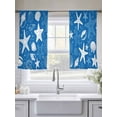 thumbnail image 5 of Blue Summer Sheer Curtains 54 Inch Long 2 Panels, Starfish Shell Bubble Nautical Coastal Light Filtering Rod Pocket Curtains, Sheer Voile Drapes for Living Room Bedroom, 52"x54", 5 of 8