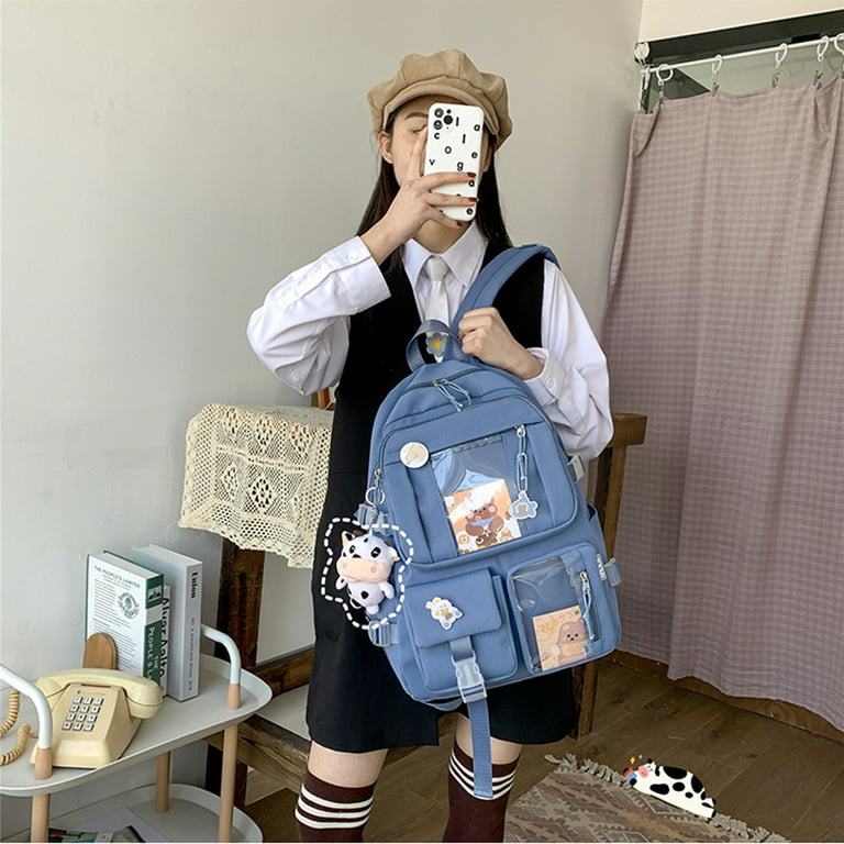 Natura Defekt Wrap Kawaii Backpack with Cute Accessories Gift Large Capacity School Bags Cute  Bookbag for Girls Teen - Blue - Walmart.com