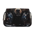 thumbnail image 2 of Kdxio Urban Bear With Headphones for Double Compartment Pen Case Oxford Organizer with Zipper Pockets for Students Artists, 2 of 7