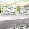 thumbnail image 6 of Car Comforter Set Construction Bedding Set for Boys Kids Trucks Comforter Cartoon Car Excavator Tractor White Yellow 3Pcs Full, 6 of 6