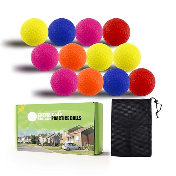 Golf Practice Balls Elastic Foam Soft Value 12 Pcs, Golf Training Ball Spone Dimpled Exercise Balls for Golf Swing Training Aids Home Office Indoor Outdoor Backyard