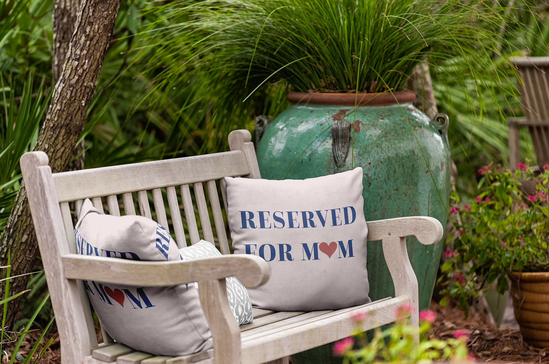 20" x 20" Simply Daisy Reserved for Mom Word Pillow Indoor/Outdoor Pillow, Nautical Navy Qty 1