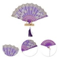 thumbnail image 3 of Unique Bargains 1 Pc Tassel Folding Fan for Masquerade Purple Silk Fabric, 3 of 5