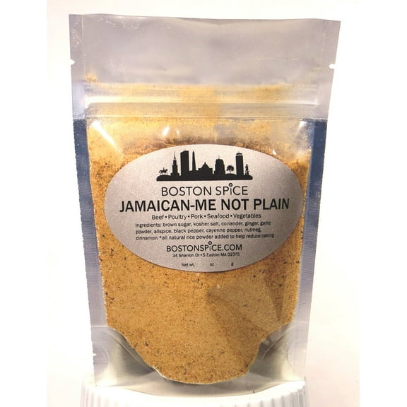 Boston Spice Jamaican Me Not Plain Handmade Caribbean Jerk Dry Rub Seasoning Blend Soups Stews Pork Beef Steak Ribs Poultry Chicken Vegetables BBQ Grilling Smoker Oven 1/4 Cup Spice wt. 1.3oz/37g