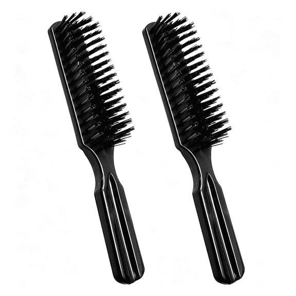 ACDANC 2 Pack Bristle Hair Brush Set,7.5" Nylon Bristle Hair Brushes for Women Men Kids,Travel Pocket Hair Brush for Purse,Detangling Brush for Wet & Dry Hair,Black
