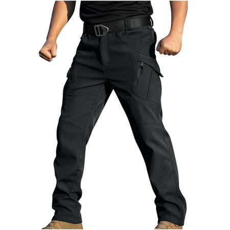 Mans Tactical Winter Fleece Lined Cargo Pants Waterproof Multi Pocket Hiking Pants Outdoor Skiing Equipment Winter Pants