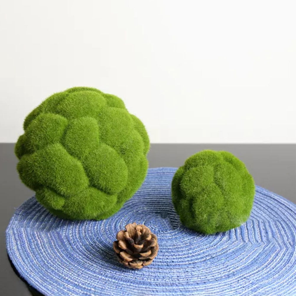 HEATSHAKING Garden Ornament Sphere Moss Ball Plastic Flocking 3Pcs 4x4x5in