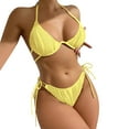 thumbnail image 4 of Afdoent Women's Bikini Sets Women Swimwear Bikinis Solid Swimsuit Ladies Halter Two Piece Swimwears Tankinis Set Beach Swimwear, 4 of 7
