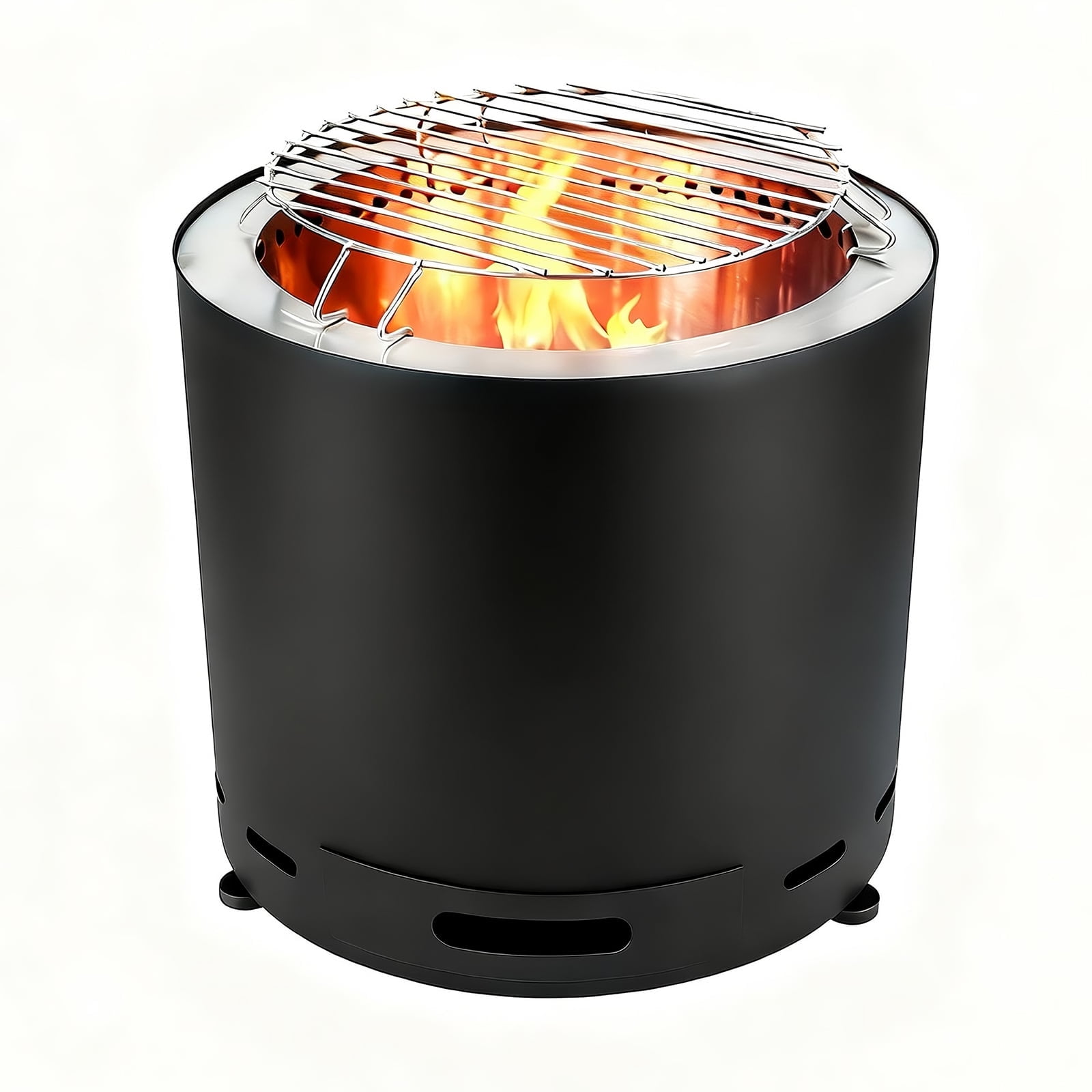 PATIO-IN 15 Inch Smokeless Fire Pit, Black Smokeless Firepit Outdoor with Carry Bag, Portable Outdoor Camping Fire Bowl for Patio Backyard Garden