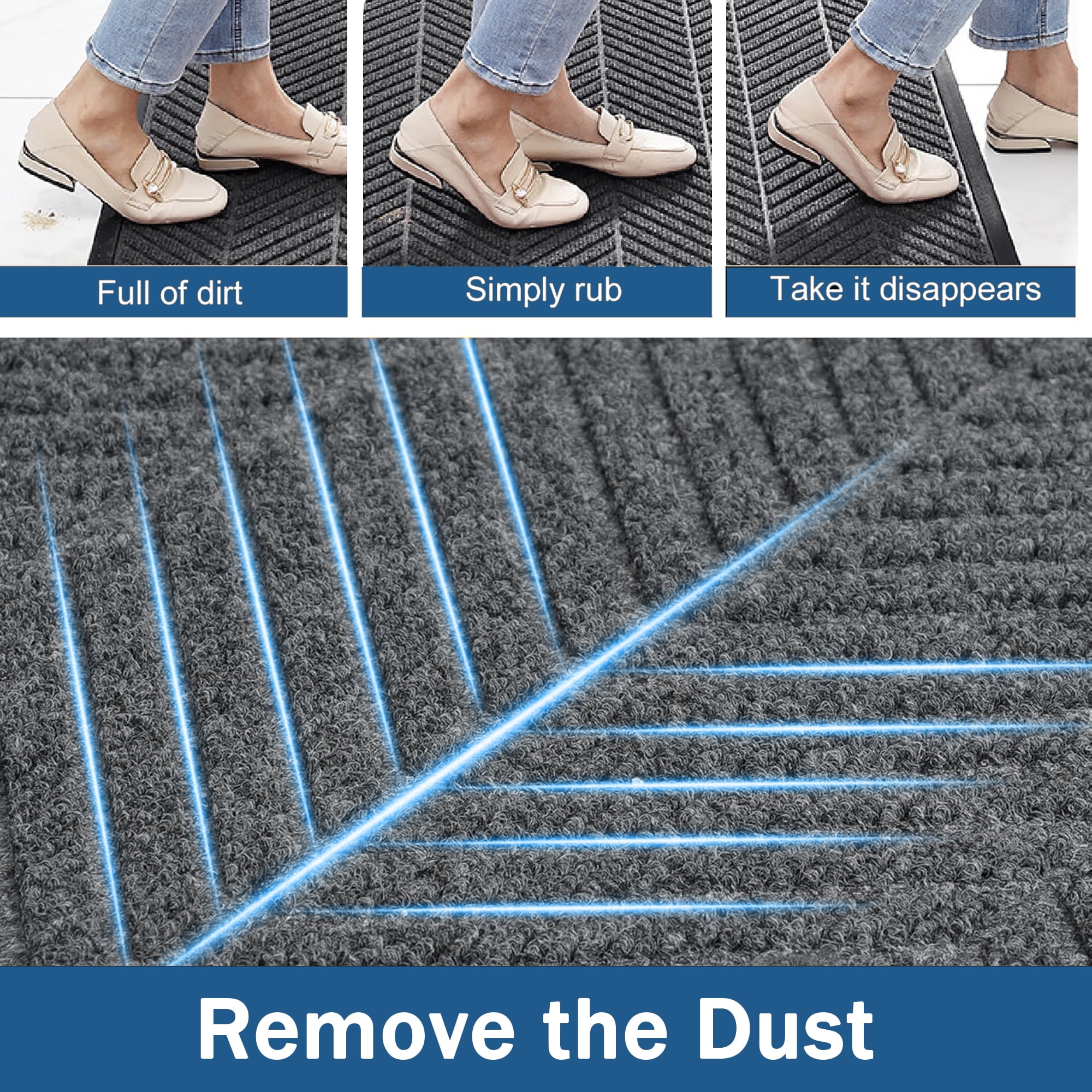 OVYEOFR 4' x 6' Commercial Front Door Mat, Non Slip Entrance Doormat Indoor Outdoor Carpet Door Mat, Commercial Doormat for Home Office Hotel, Grey