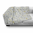 thumbnail image 3 of Modern Soft Flannel Fleece Blanket, Nature Wild Forest Leaves Flowers Trees Buds Sketchy Contemporary Art Print, Cozy Plush for Indoor and Outdoor Use, 70" x 90", Grey Mustard White, by Ambesonne, 3 of 6