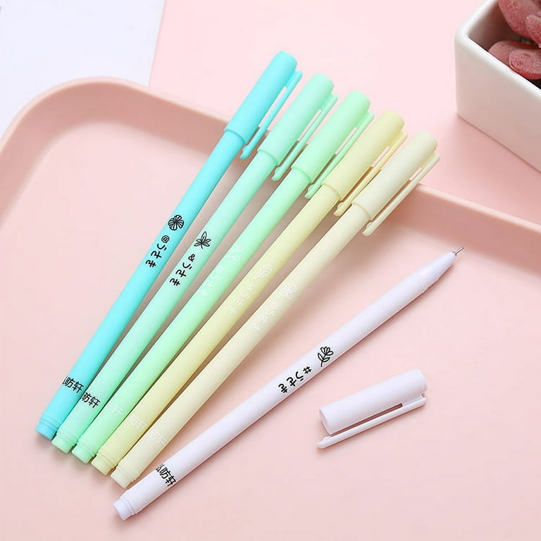 6pcs Morandi Cartoon Theme Liquid Quick-Drying Ink Gel Pens, No smear  Smooth Writing Pens for Note taking Drawing School Office Supplies