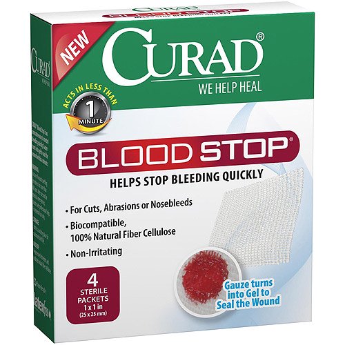 Curad Bloodstop Hemostatic Gauze Packets, 4 count