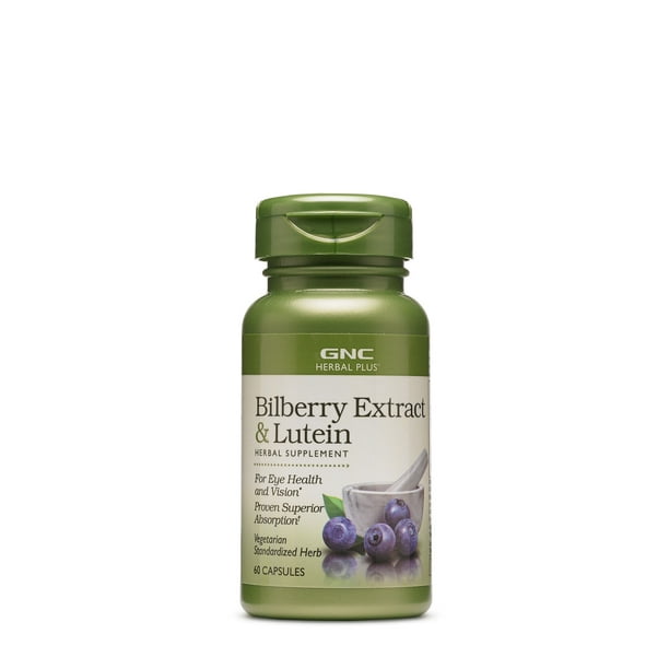 GNC Herbal Plus Bilberry Extract and Lutein, 60 Capsules, Herbs