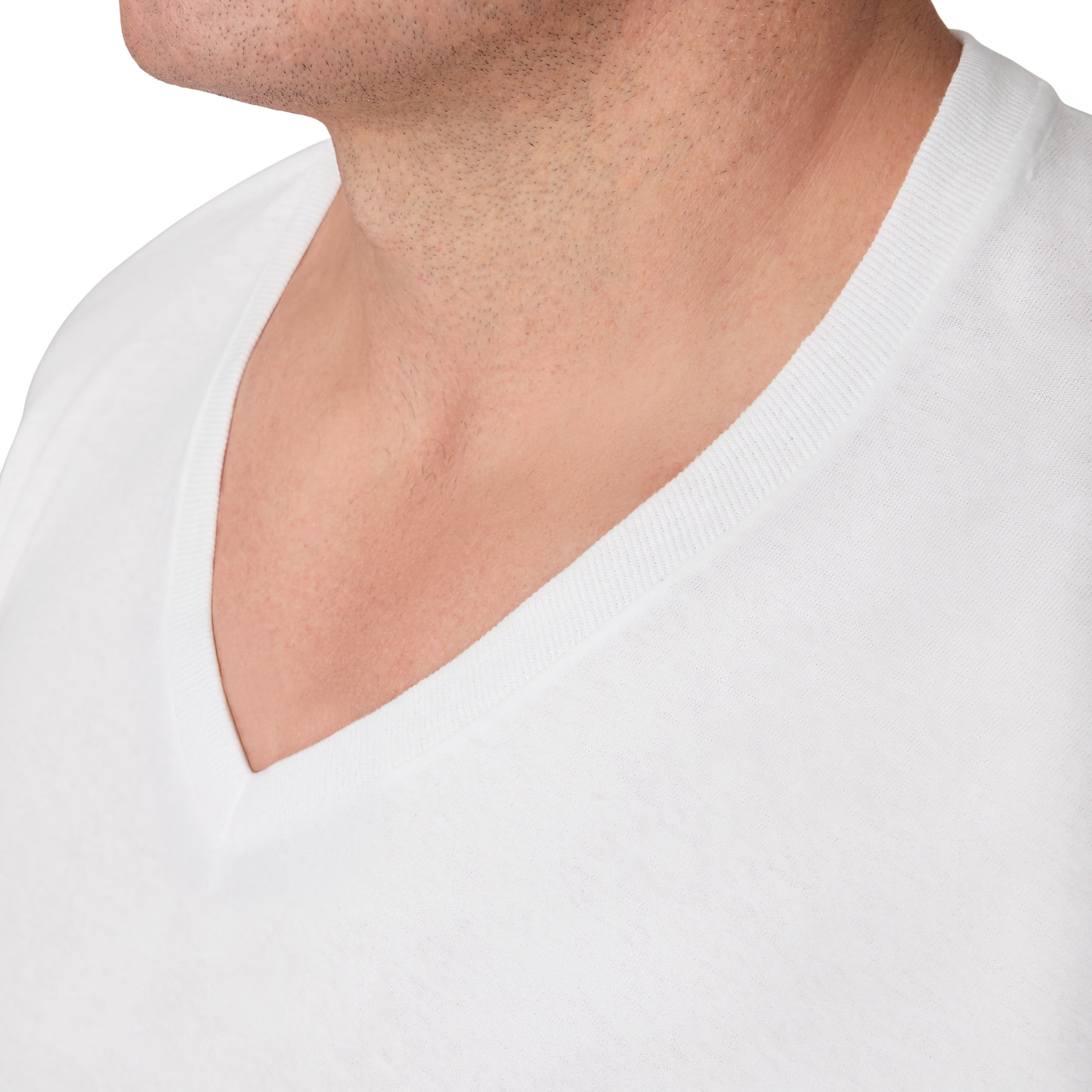Hanes Tall Man T-Shirt Undershirt, 3-Pack, Cotton V-Neck Undershirts, White (Big & Tall Sizes)
