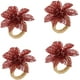 thumbnail image 1 of Juego de 4 servilleteros navideños con piñas, agujas de pino, bayas, flor de pascua y lazo, anillos para velas, coronas para decoración de mesa de cena de boda (cártamo) Sailing Electrónica, 1 of 5