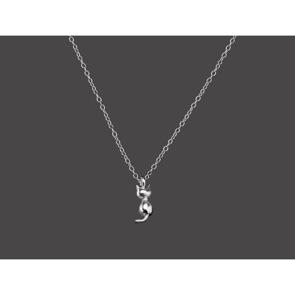Thea 925 Sterling Silver Cat Pendant Necklace for Women – 45 cm (18″) Chain, E-Coat Anti-Tarnish Finish