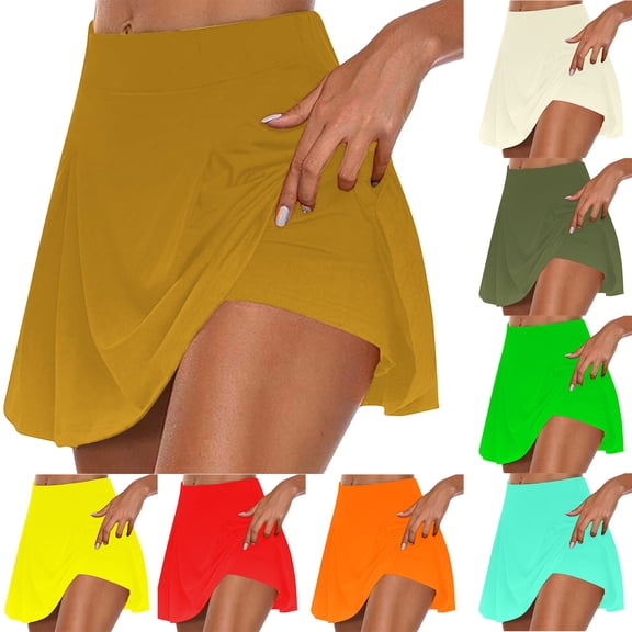 Admvng Womens Tennis Skort Athletic Stretchy Built-In Shorts Yoga Sports Skirt Shorts