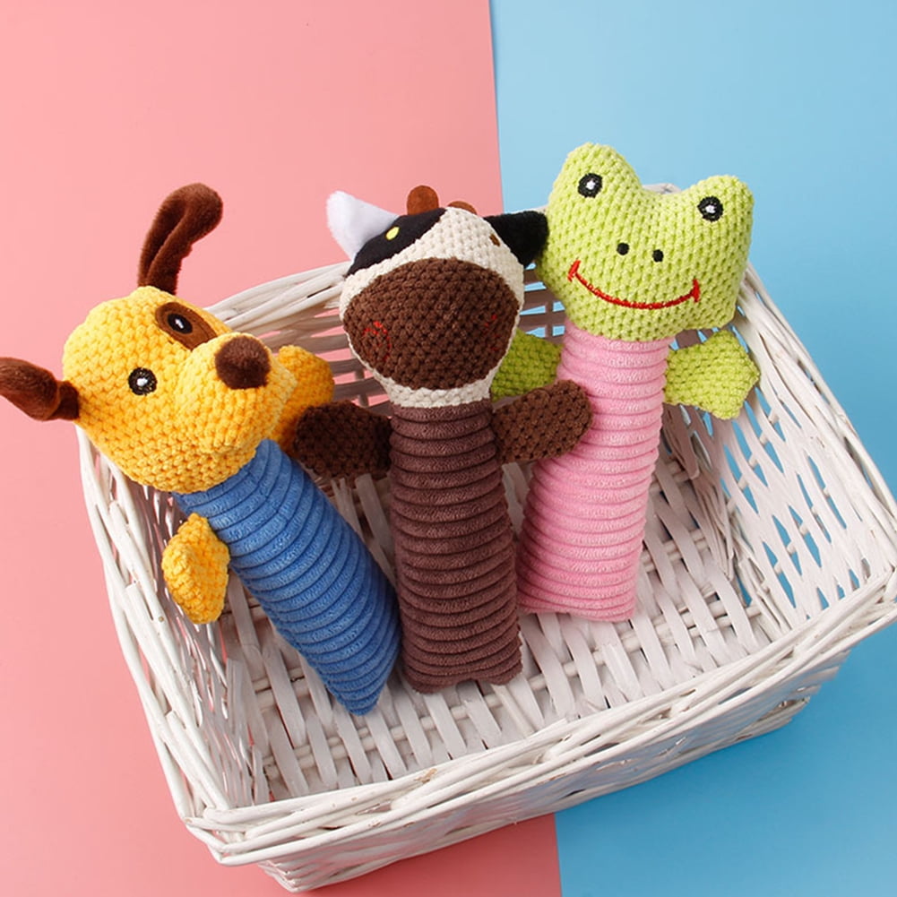 Visland No Stuffing Crinkle Dog Squeak Toy, Plush Dog Toys for Brain