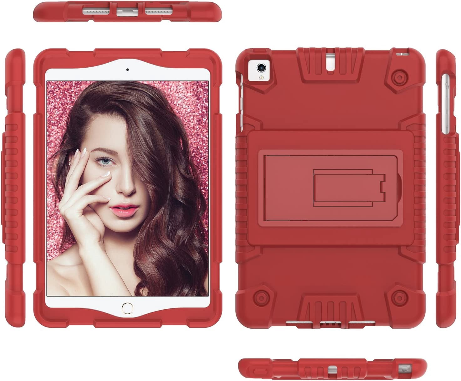 Feishell for iPad Pro 11 Case 2018 with Pencil Holder, Shockproof Rugged Kids Child Proof Rubber EVA Bumper Heavy Duty Case with Kickstand Protective Cover for Apple iPad Pro 11", Red