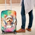 thumbnail image 4 of Funny Watercolor Adorable Yorkshire Terrier Peeking Through Torn Paper Effect Travel Luggage Cover Yorkie Dog Lover Gifts Suitcase Dust Protective Decor - 00026, 4 of 5