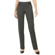 JM Collection Women's Faux-Leather-Trim Ponte-Knit Pants Gray Size Medium