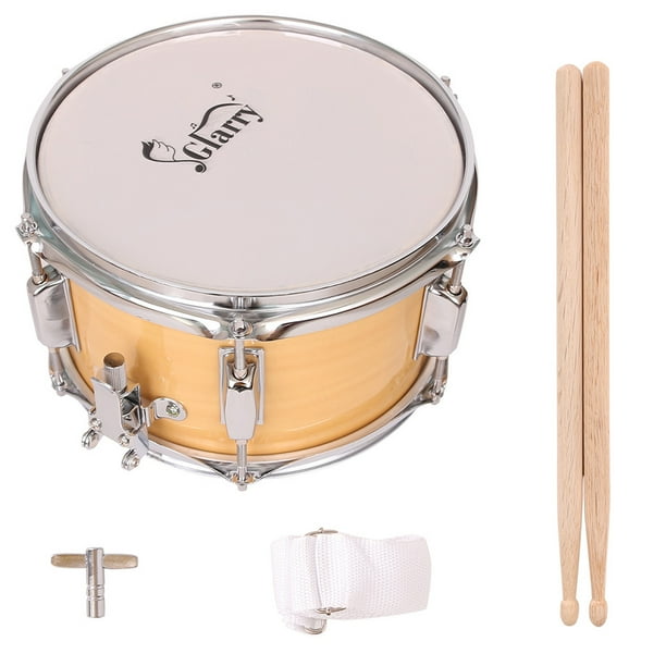 Snare Drum Set 10\" Wood Round Drum with Drumstick Drum Key Strap