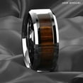 thumbnail image 6 of Tungsten Rings for Men Wedding Bands for Him Womens Wedding Bands for Her 8mm Black Wood Inlay Beveled Edge, 6 of 10