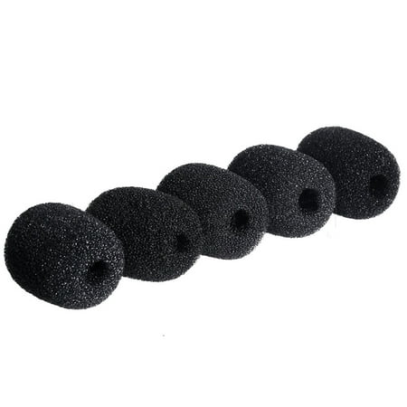 Black Foam Windscreen - TSV 5 pack-cover Mini Lapel Headset Microphone Windscreen Foam Cover, Black, 10 Piece