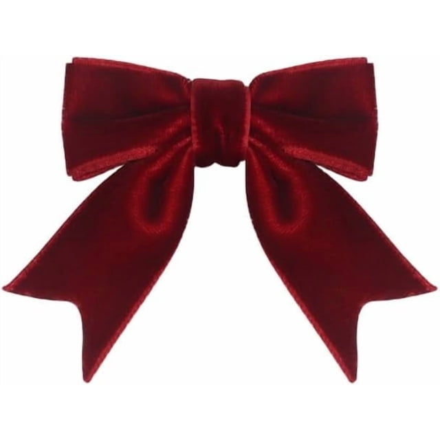 Fwttom Home Decorations, Burgundy Small Velvet Christmas Bows for Christmas Tree Wreath Gift Wrap Crafts Wedding Party Bows for Snack Bags Baking Candy Bags Home Decoration