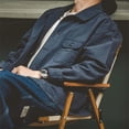 thumbnail image 3 of Men's retro work jacket, navy blue, single-breasted hunting jacket with multiple pockets, heavy spring outerwear, 3 of 8