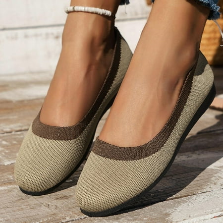 

Womens Shoes Tawop Flats Round Toe Fashion Ladies Breathable Shoes Khaki 41(Us:8.5)