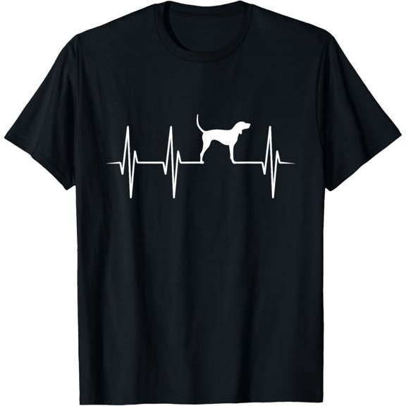 Treeing Walker Coonhound T-Shirt Dog Heartbeat Love GiftMen's and women's gift, black and white T-shirt, size: Extra large S-4XL
