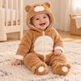 thumbnail image 4 of Animal for Soft Warm Bear Hooded Long Sleeve Jumpsuit Cartoon Outfit, 4 of 6
