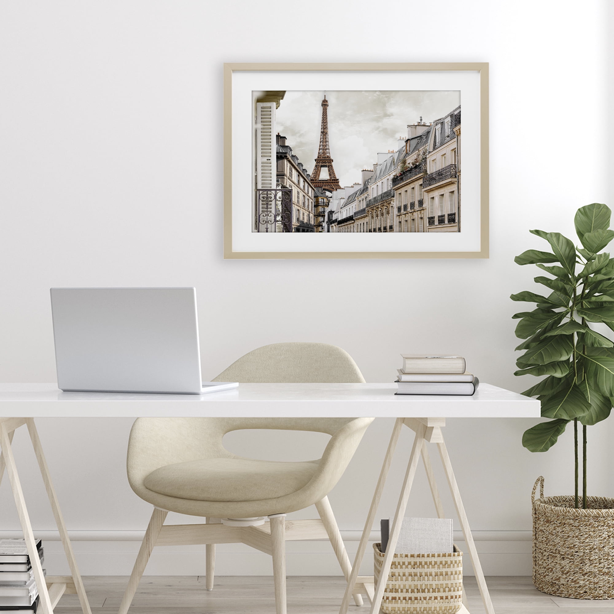 Stupell Industries Eiffel Tower Through Parisian Balconies Birch Framed Print Under Glass, design by CAD Designs