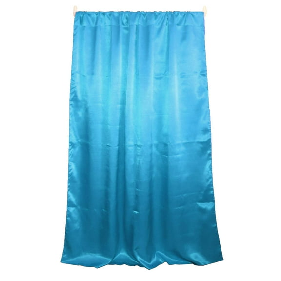 Shiny Satin Solid Single Curtain Panel Drapery 58 Inch Wide Turquoise