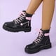 thumbnail image 5 of NECHOLOGY Botas Mujer Adulto Femenino Zapatos Botines de mujer Botas Pink Love para niña, botas de estilo inglés con parte inferior gruesa para mujer, botines de cuero (Black, 8), 5 of 7