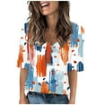 thumbnail image 5 of Womens Summer Tops 2025 V Neck Short Sleeve Shirts Trendy Dressy Casual Vacation Outfits Printed, Limited Time Under 10 Dollars SA-513, 5 of 6