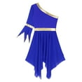 thumbnail image 6 of Alvivi Women's Irregular Liturgical Praise Worship Dance Dress One Shoulder Sequin Trim Tunic Royal Blue XXL, 6 of 7