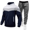 thumbnail image 2 of VBTAPA Men's Hooded Athletic Tracksuit Casual Sports 2 Pieces Suits Color Block Hoodies and Sweatpants Jogging Matching Set with Pockets White XL, 2 of 7