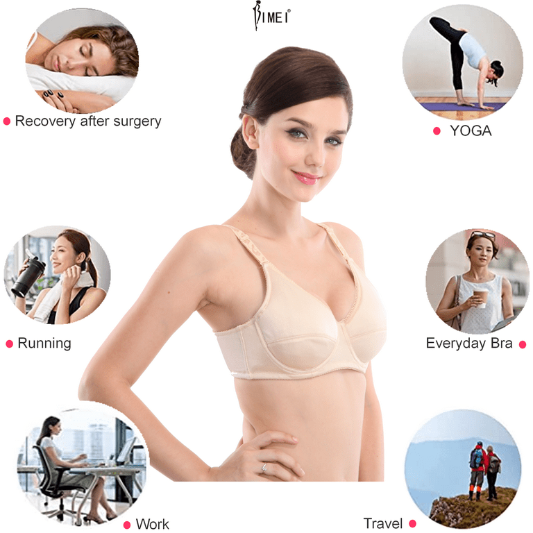 BIMEI Women's Mastectomy Bra with Pockets for Breast Prosthesis Wire Free  Fashion Everyday Bra Plus Size 8101,Beige,34C
