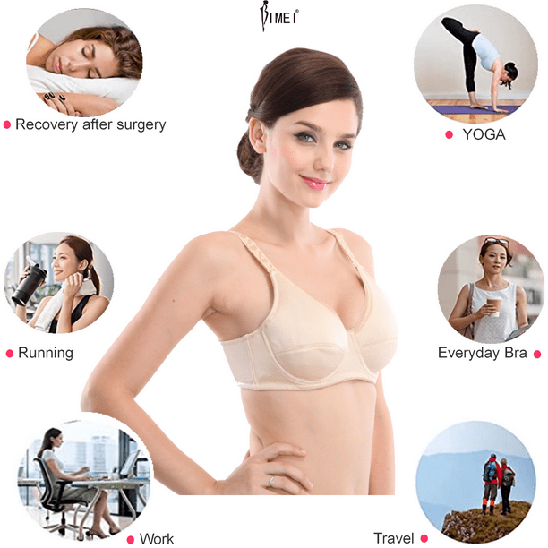 BIMEI Women's Mastectomy Bra with Pockets for Breast Prosthesis Wire Free  Fashion Everyday Bra Plus Size 8101,Beige,42B