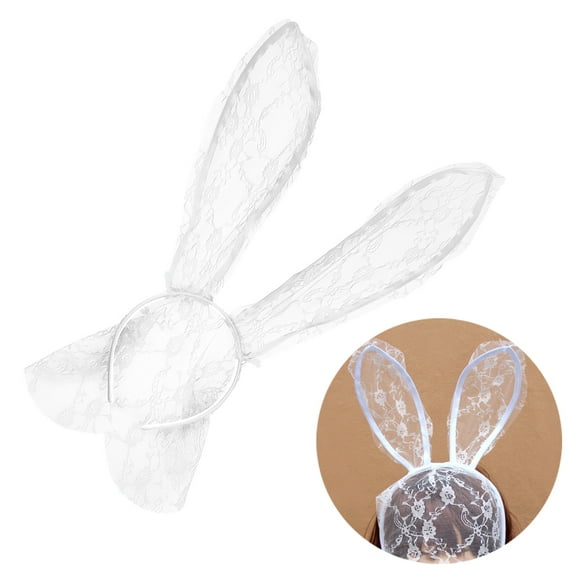 RENACLIPY Lace Ear Veil Hair Band Bunny Ears Headband for Girls, Cute Hair Accessory, 1 Piece