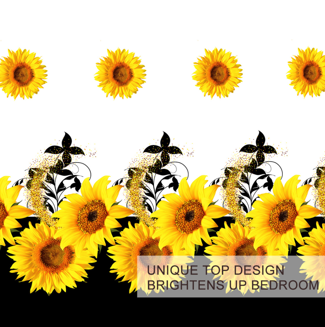 3 Pcs Sunflower pattern Duvet Cover Set, Reversible Duvet Cover Queen, Chic Bedding Set Comforter Cover Soft Breathable for All Seasons (Yellow, Queen)