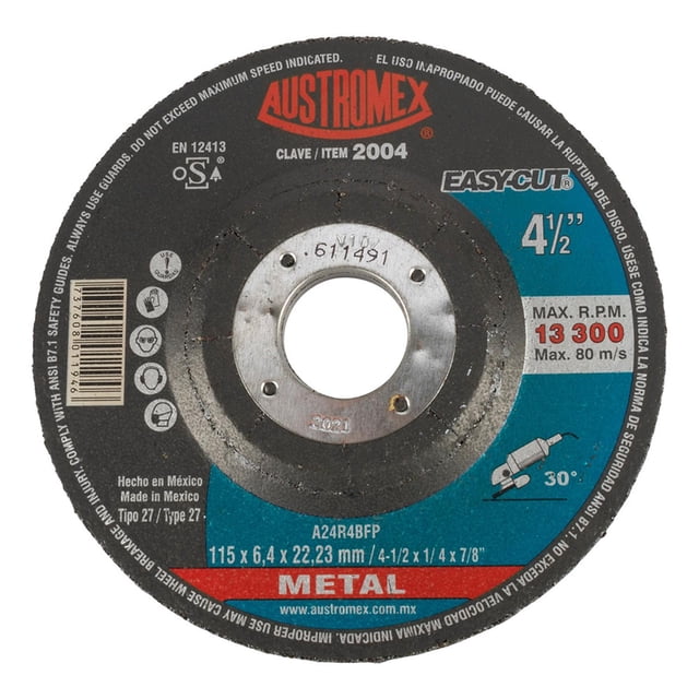 Disco Abrasivo Para Metal Austromex 4 1/2" Óxido De Aluminio